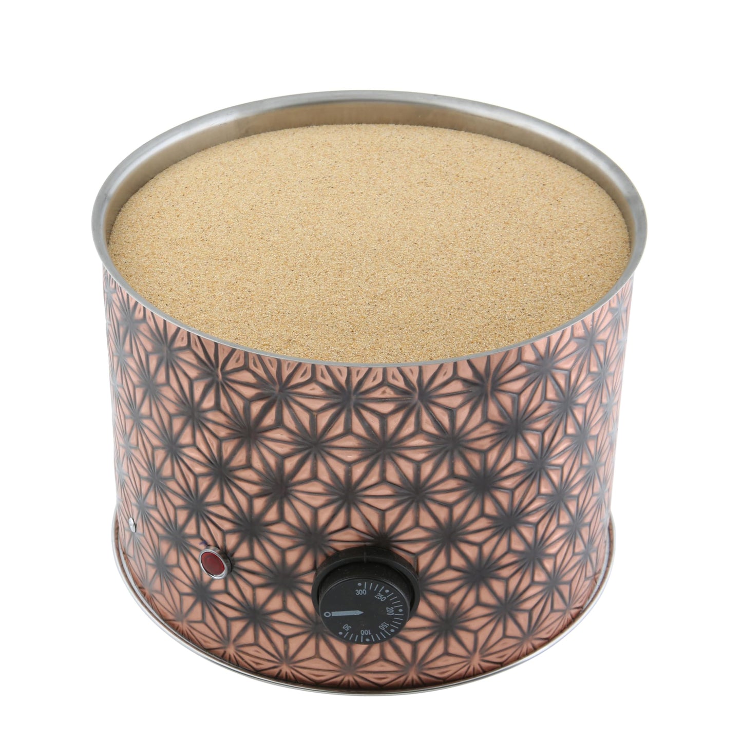Tulip Home -Traditional Copper Turkish Heating Sand Coffee Maker Med Round Star Design Machine 110~230 Volt With Pot Set (3Sizes)
