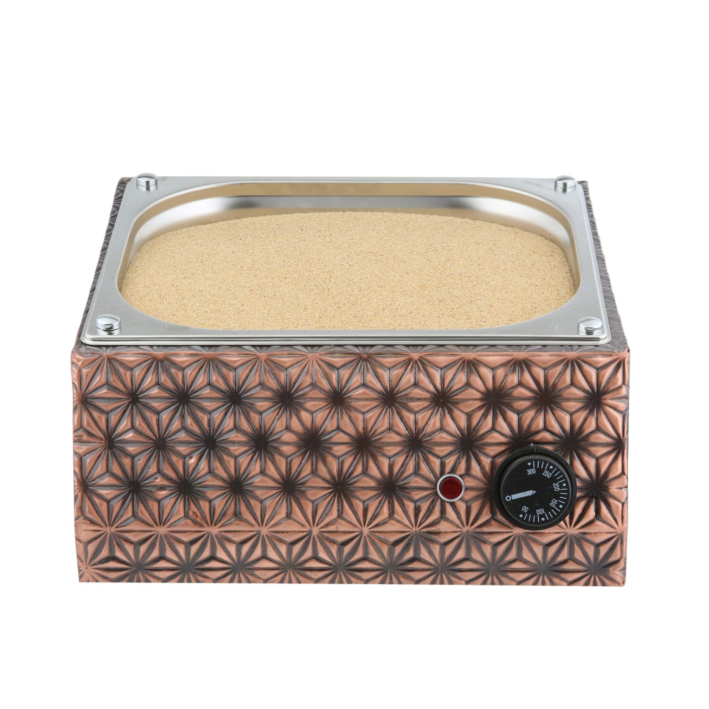 Tulip Home-Traditional Copper Turkish Heating Sand Coffee Maker Square Star Design Machine 110~230 Volt With Pot Set (5 Sizes)