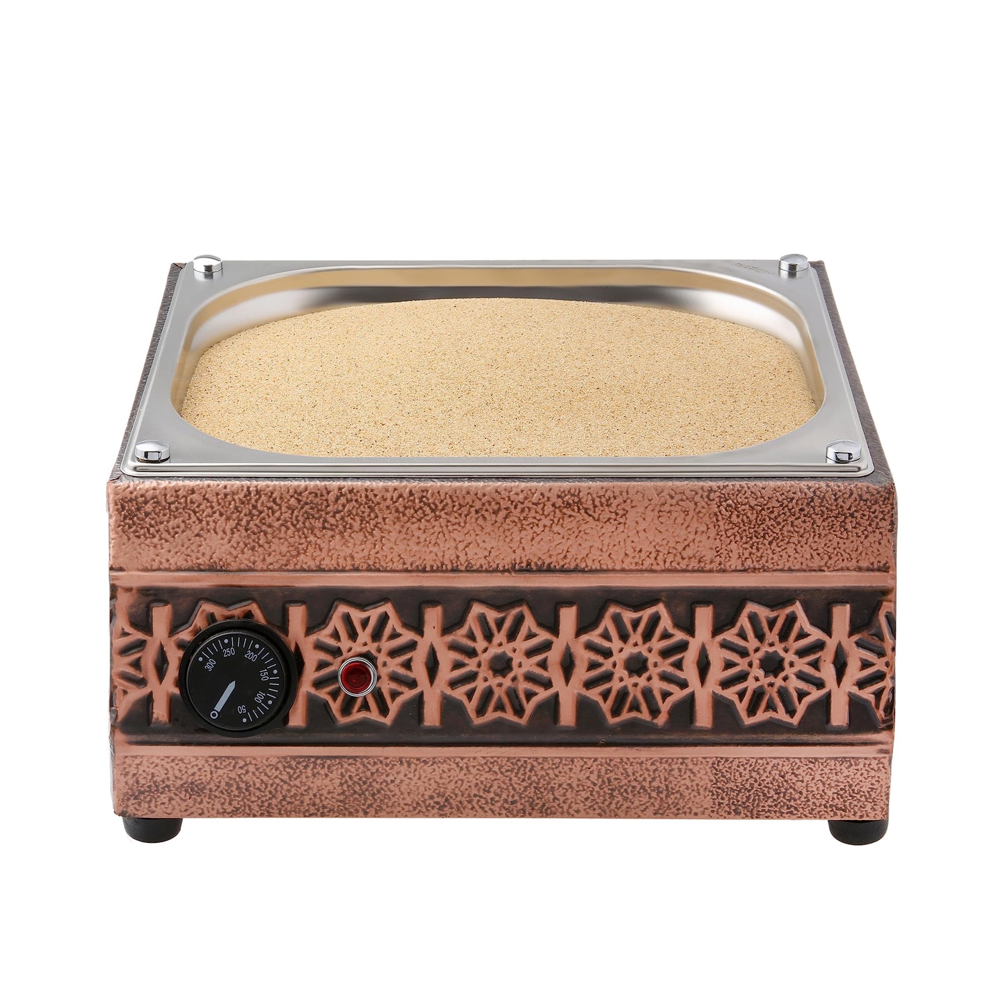 Tulip Home-Traditional Copper Turkish Heating Trend Coffee Maker Square Flower Design Machine 110~230 Volt With Pot Set (5 Sizes)