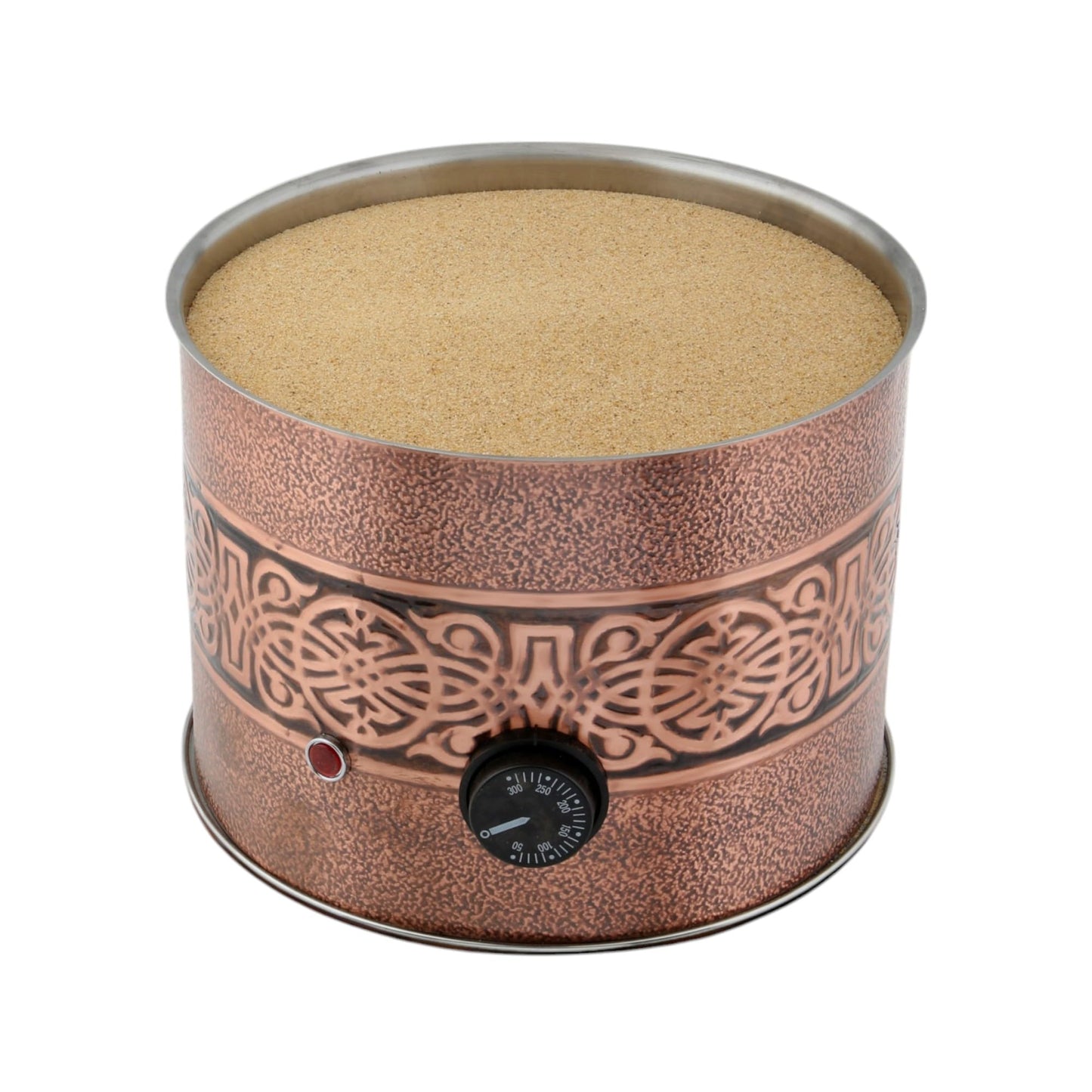 Tulip Home -Traditional Copper Turkish Heating Sand Coffee Maker Med Round ottoman Design Machine 110~230 Volt With Pot Set (3 Sizes)