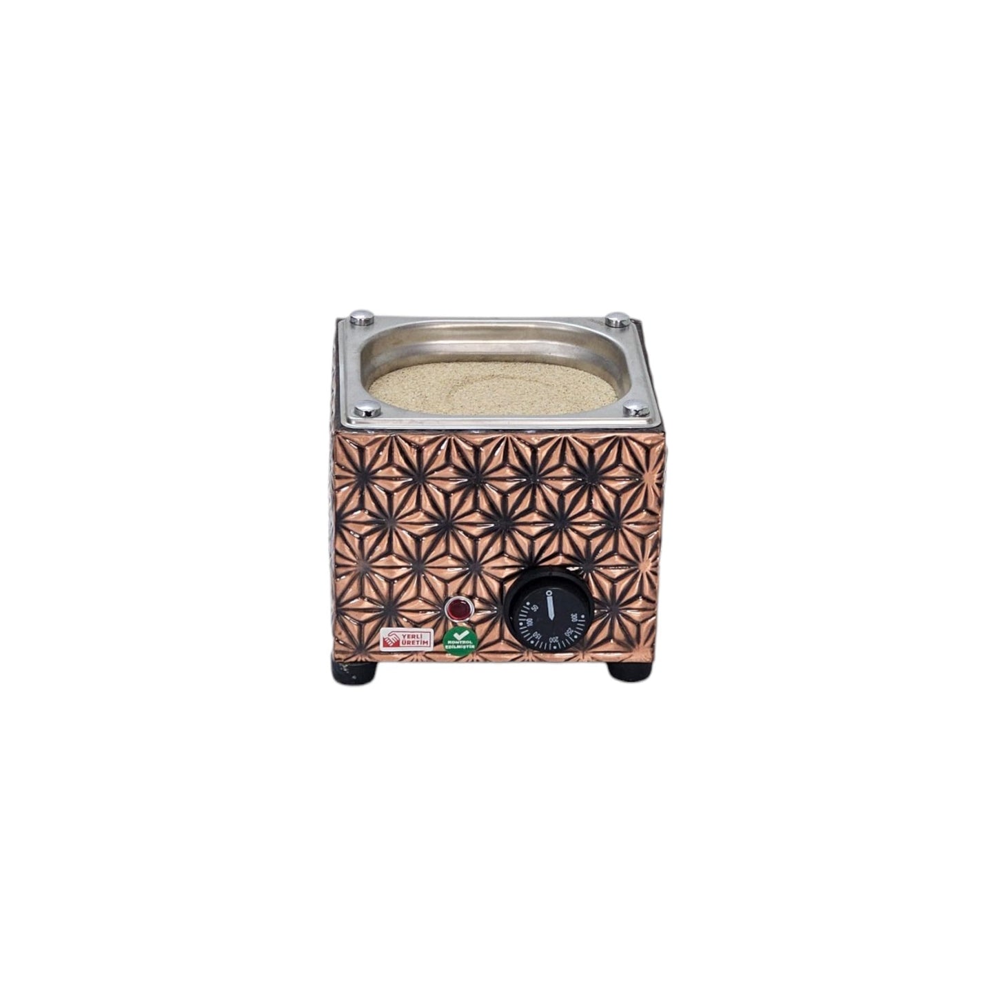 Tulip Home - Traditional Authentic Turkish Star Design Copper Rectangle Electric Hot Sand Small Coffee Maker Heater Machine 110V - 220V