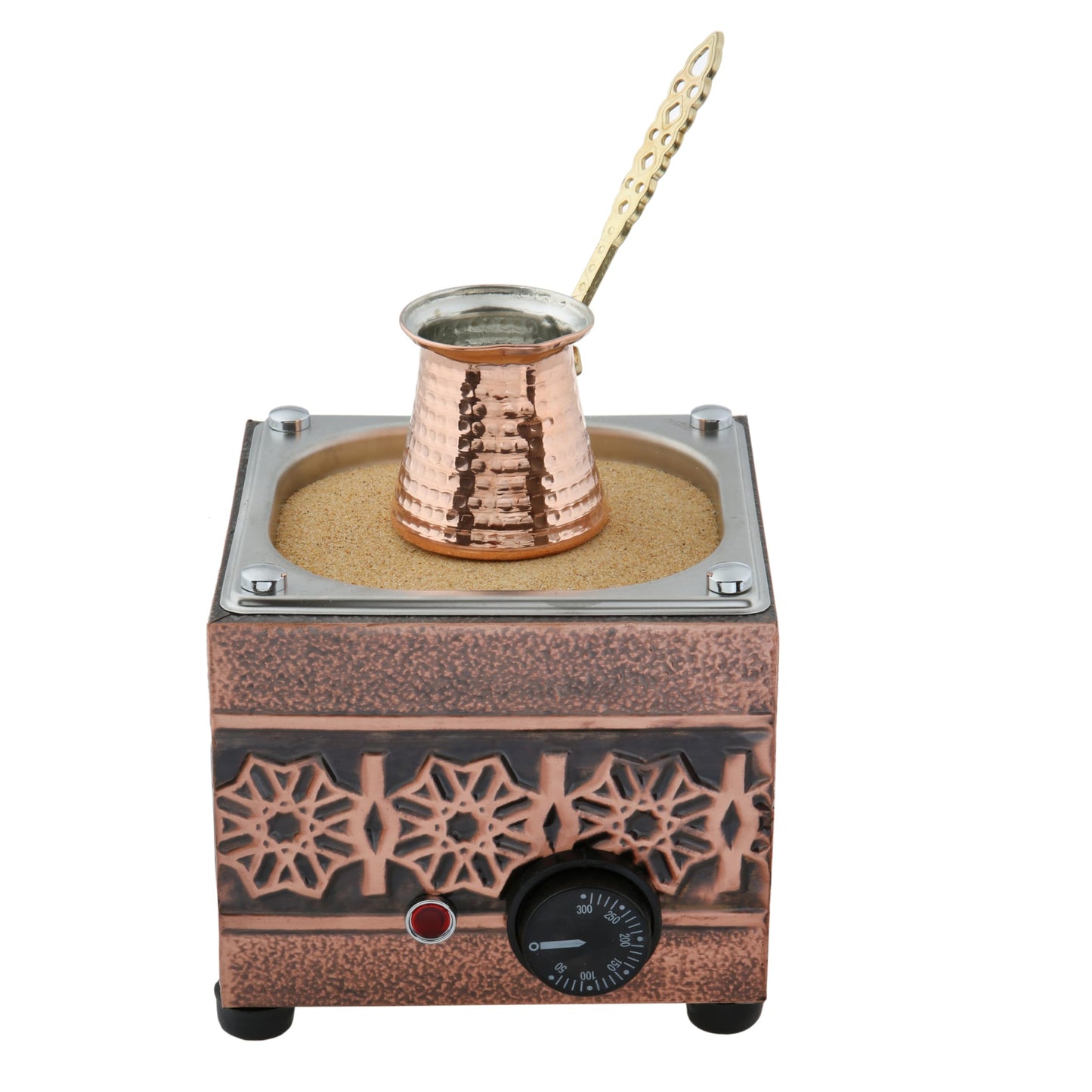 Tulip Home - Traditional Authentic Turkish Trend Design Copper Rectangle Electric Hot Sand Small Coffee Maker Heater Machine 110V - 220V