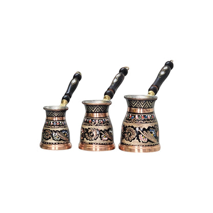 Tulip Home - Copper Turkish Sand Coffee Maker Heating Machine Medium Rec Floral Pattern (Erzincan) Design Machine