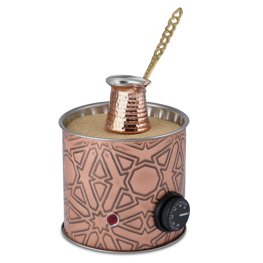 Ella Home - Traditional Authentic Turkish Copper Electric Hot Sand Small Coffee Maker Heater Machine 110V - 220V + Turkish Coffee Pot and Coffee as Gift