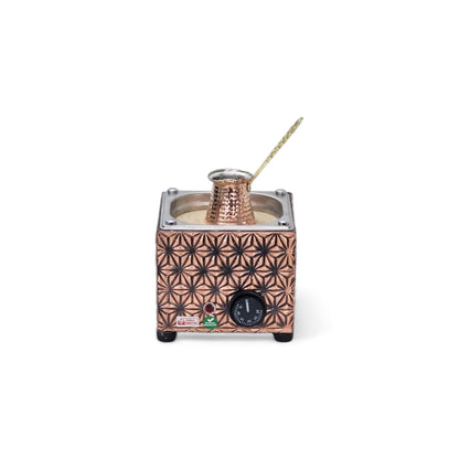 Tulip Home - Traditional Authentic Turkish Star Design Copper Rectangle Electric Hot Sand Small Coffee Maker Heater Machine 110V - 220V