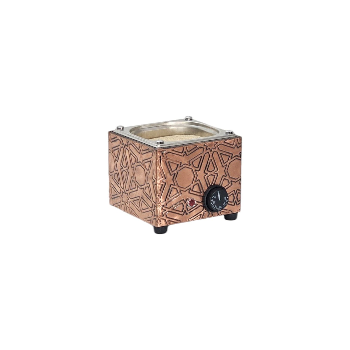 Tulip Home - Traditional Copper Turkish Heating Sand Coffee Maker Square Geometrical Design Machine 110~230 Volt With Pot