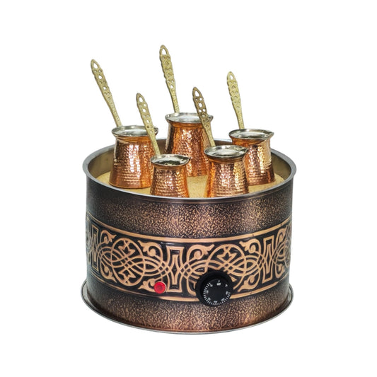 Authentic Turkish Copper Electric Hot Sand Coffee Maker Heater Machine, Big Round,110V ~ 220V Kitchen & Dining