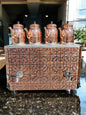 Original tea maker Decorated Electric Turkish Copper Tea and Coffee Samovar, with Four Pots, 44-Liter Capacity