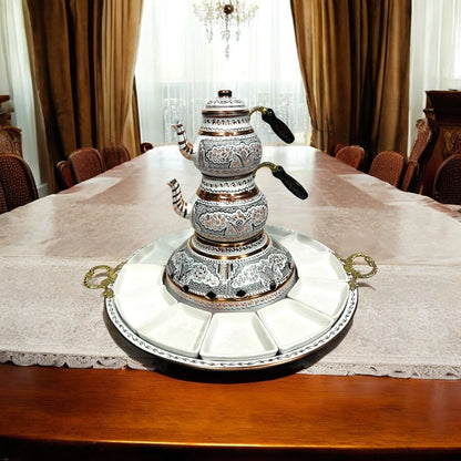 Patterned Turkish Copper Tea and Breakfast Set