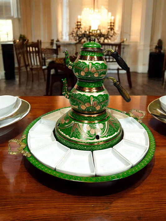 Patterned Turkish Copper Tea and Breakfast Set