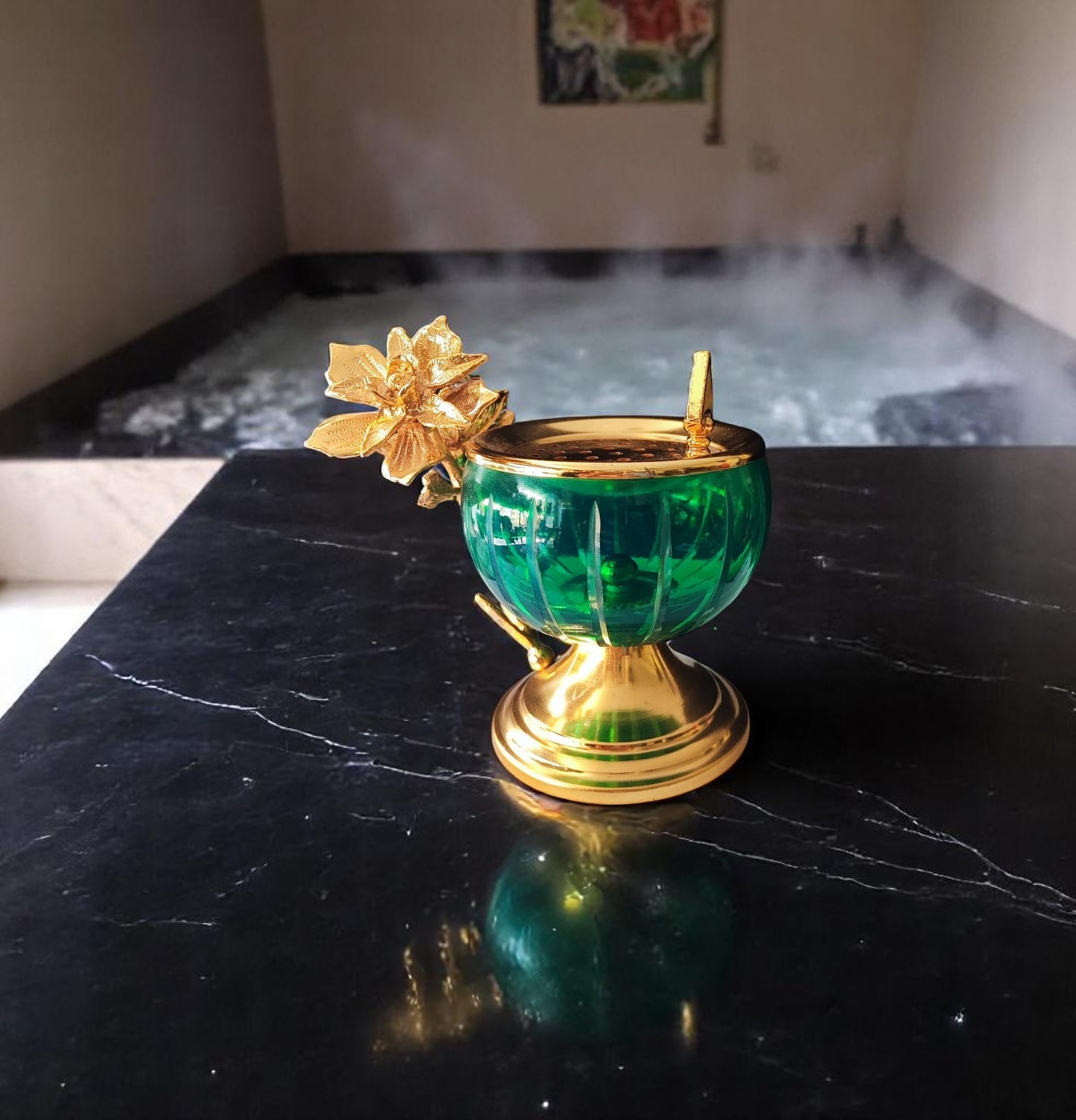 Luxury Traditional Incense Burner – Gold-Plated Engraved Copper