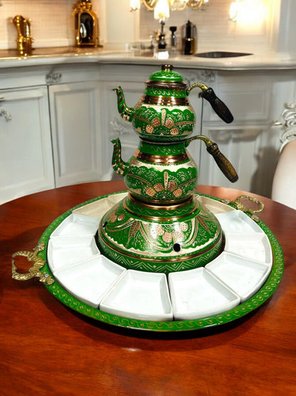 Patterned Turkish Copper Tea and Breakfast Set