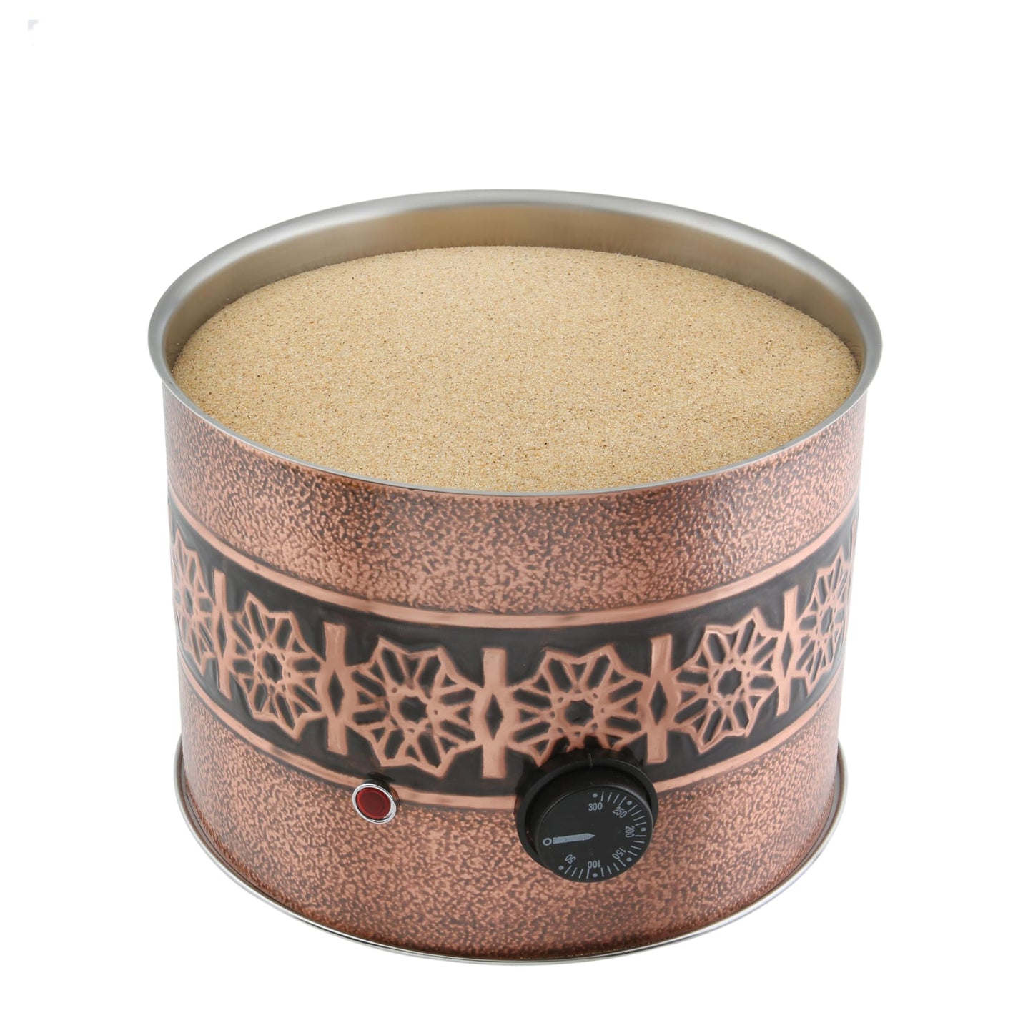 Tulip Home -Traditional Copper Turkish Heating Sand Coffee Maker Med Round Trend Design Machine 110~230 Volt With Pot Set (3Sizes)