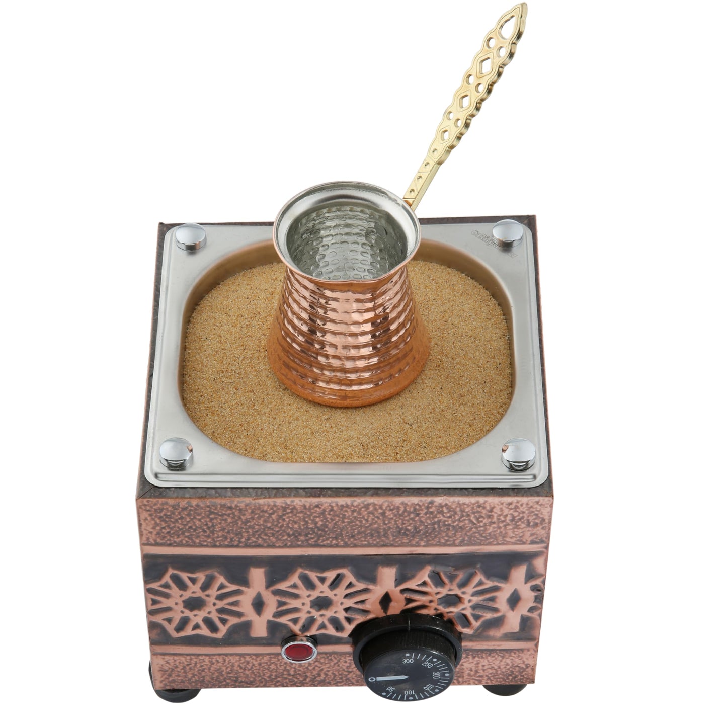 Tulip Home - Traditional Authentic Turkish Trend Design Copper Rectangle Electric Hot Sand Small Coffee Maker Heater Machine 110V - 220V