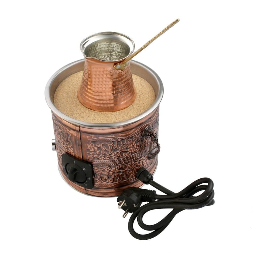 Authentic Turkish Copper Sand Coffee Maker - Electric Heater Machine, Arabic Coffee Set (1 Pack)