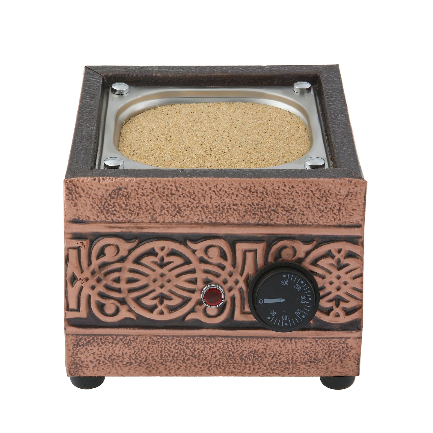 Tulip Home - Traditional Copper Turkish Heating Sand Coffee Maker Square Ottoman Design2 Machine 110~230 Volt With Pot