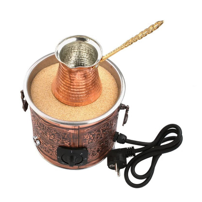 Authentic Turkish Copper Sand Coffee Maker - Electric Heater Machine, Arabic Coffee Set (1 Pack)