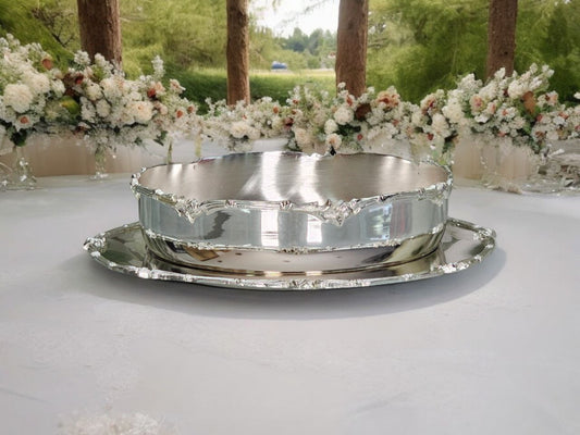 Elegant Silver-Coated Copper Serving Platter – Luxurious Design for Special Occasions