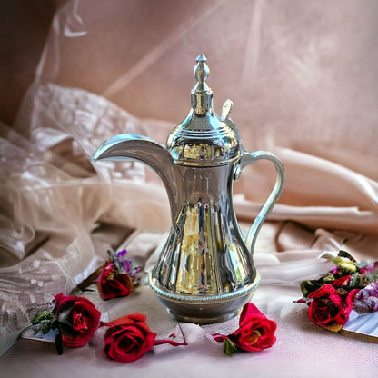 Silver-Plated Arabic Coffee Pot – Traditional Brass Dallah