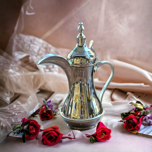 Silver-Plated Arabic Coffee Pot – Traditional Brass Dallah