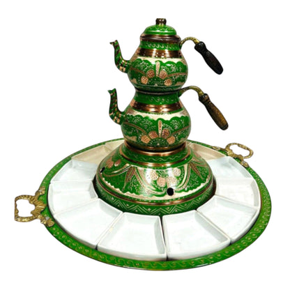 Patterned Turkish Copper Tea and Breakfast Set