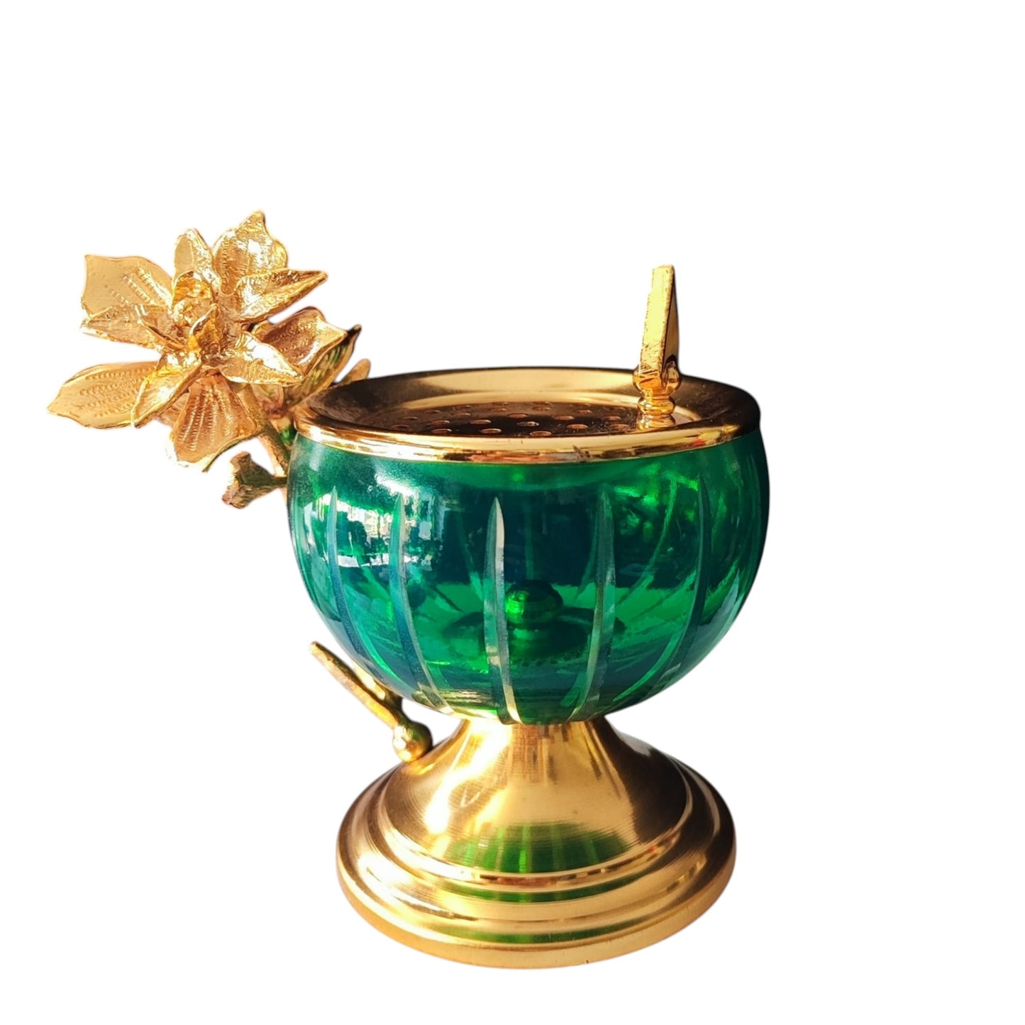 Luxury Traditional Incense Burner – Gold-Plated Engraved Copper